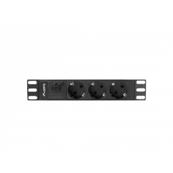 Lanberg PDU-03E-0200-BK strāvas sadales bloks (PDU) 3 AC kontaktligzdas 1U Melns