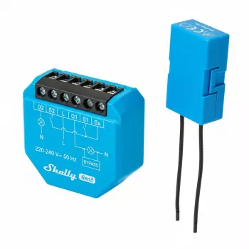 DIN‑stieņa divkanālu releju modulis Shelly 2L Gen3, 2 kanāli, Wi‑Fi/Bluetooth, 220–240 V AC, 50 Hz, plastmasas korpuss