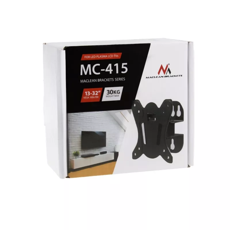 TV sienas stiprinājums MACLEAN MC-415 13–32 collu ekrāniem, VESA 100×100, slodze 30 kg