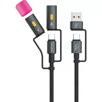 USB kabelis 4smarts 541060 USB 2.0 1m USB-C Melns Pelēks