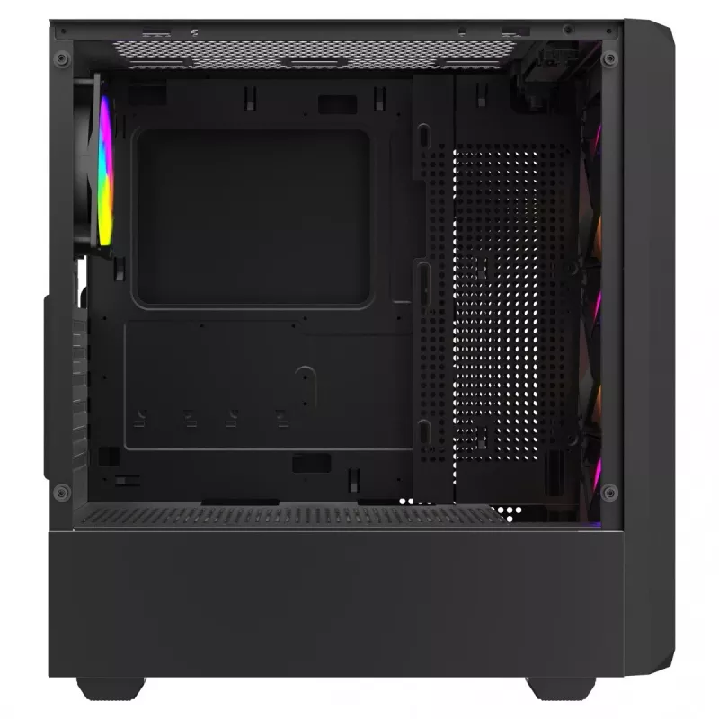 Datora korpuss Savio Noctis Glass RGB Cube, ATX/Micro-ATX/Mini-ITX, rūdīta stikla priekšpuse, RGB ventilatori, melns