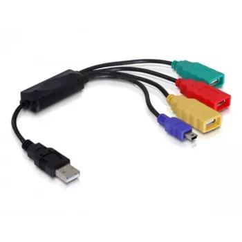 DeLock USB 2.0 ārējais 4 portu kabeļa USB centrmezgls - Hub - 4 x USB 2.0 - Galddatoram (61724)