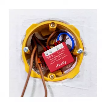 Iekšsienas relejs Shelly 1PM — vienkanāla Z-Wave mini slēdzis, 110–240V, 8A, 2000W, 868.4 MHz