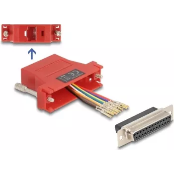 DeLOCK D-Sub 25 sievišķais uz RJ45 sievišķais montāžas komplekts sarkans VGA RJ-45