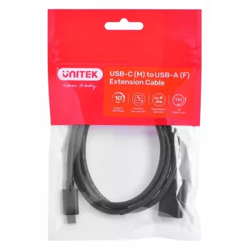 Kabeļa adapteris Unitek (C476BK-1M) USB-C (vīriešu) - USB-A (sieviešu) 10Gbps 60 W