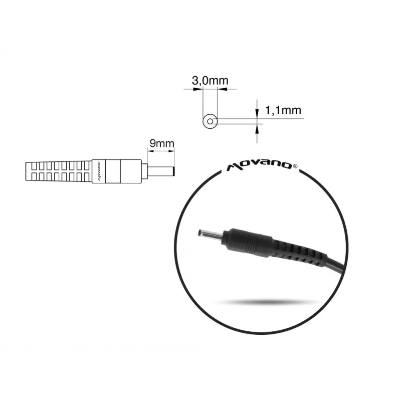 Pieslēgvietas lādētājs MITSU 19V 3.16A (spraudnis 3.0×1.1 mm) Samsung klēpjdatoriem