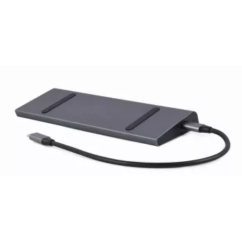 Doku klēpjdatoram Gembird A-CM-COMBO9-02 USB 3.2 Gen 1 Type-C, HDMI, VGA, 3×USB-A, Gigabit Ethernet, 87W PD, Pelēka