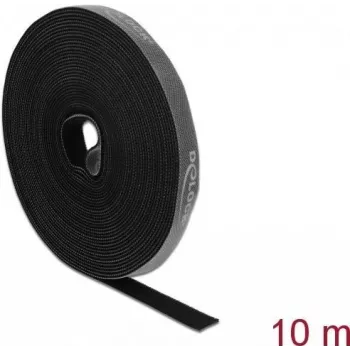 Montāžas lente DeLOCK Velcro lente rullī L 10 m x W 15 mm pelēka