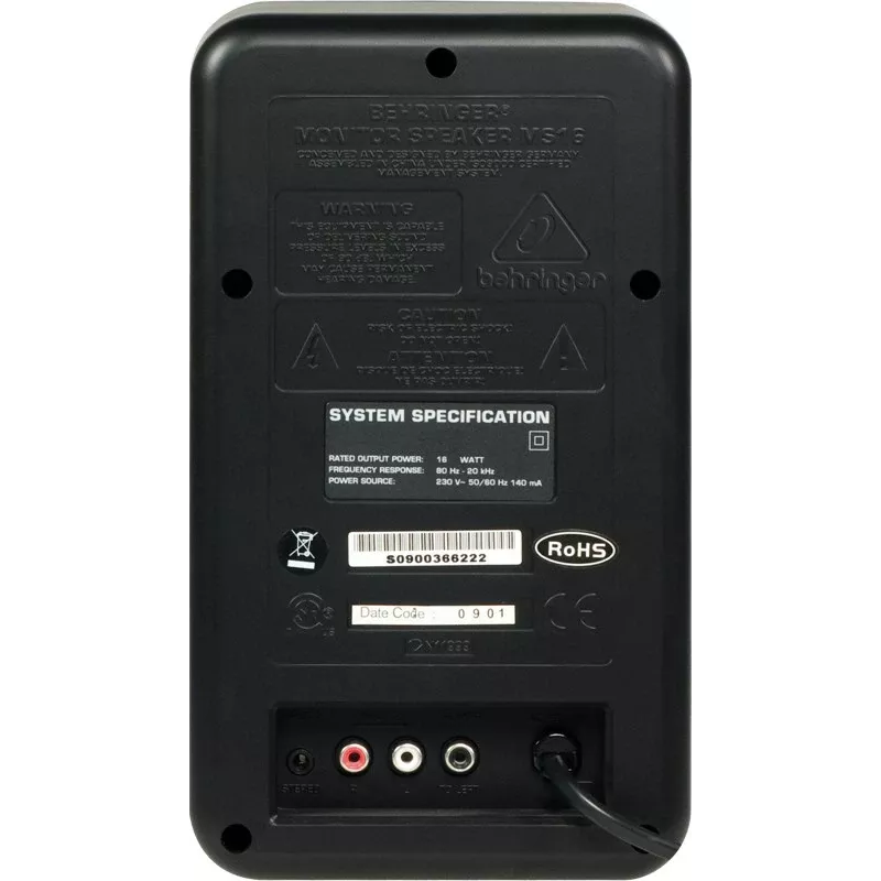 Behringer MS16 2-virzienu skaļrunis Melns Vadu 16 W