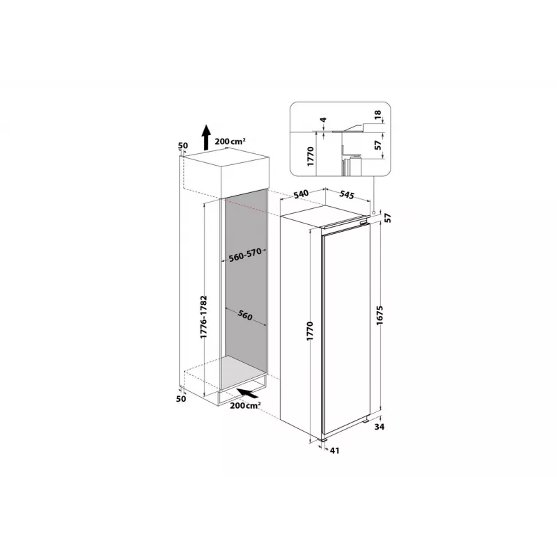 Whirlpool ledusskapis WHSD18A013D1, iebūvējamais, 306 L, E klase, nerūsējošais tērauds