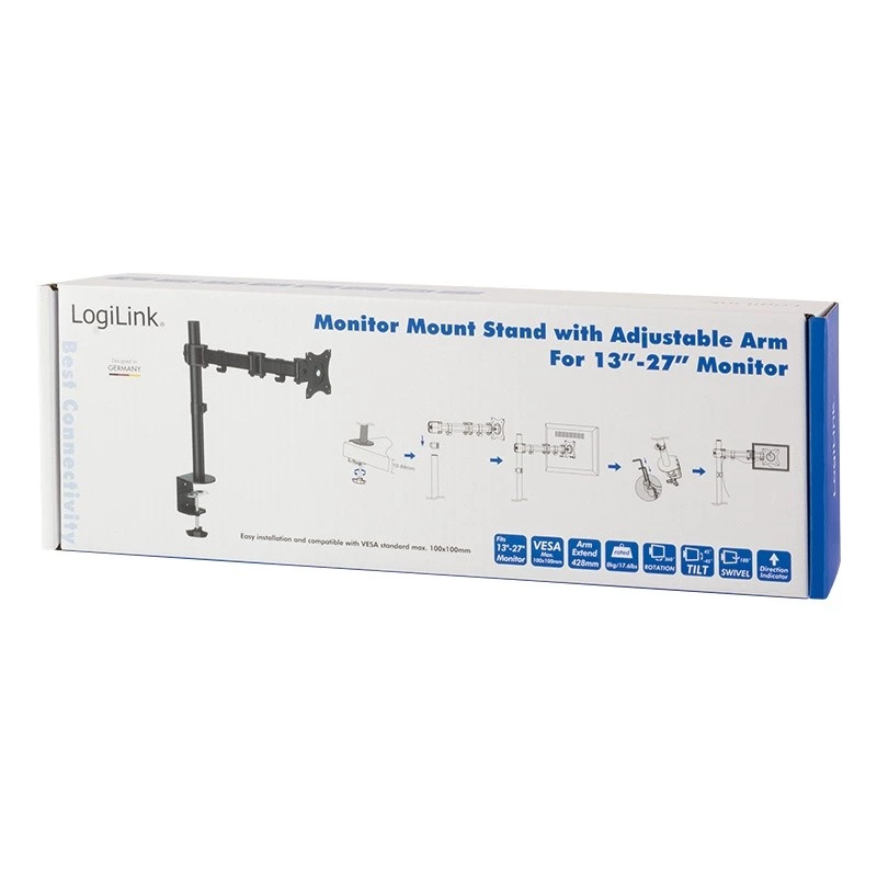 LogiLink BP0021 Monitora Pamatne / Statīvs 68.6 cm (27 inch) Galda Melns