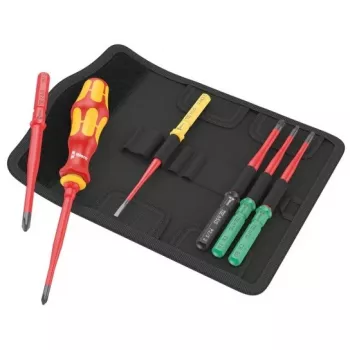 Wera 05006603001 Kraftform Kompakt VDE 7 extra slim 1 Tool Finder skrūvgriežu komplekts, 7 daļas, 817 VDE rokturis uzgaļiem + 6 īpaši tievi VDE asmeņi, IEC 60900, ar jostas somiņu
