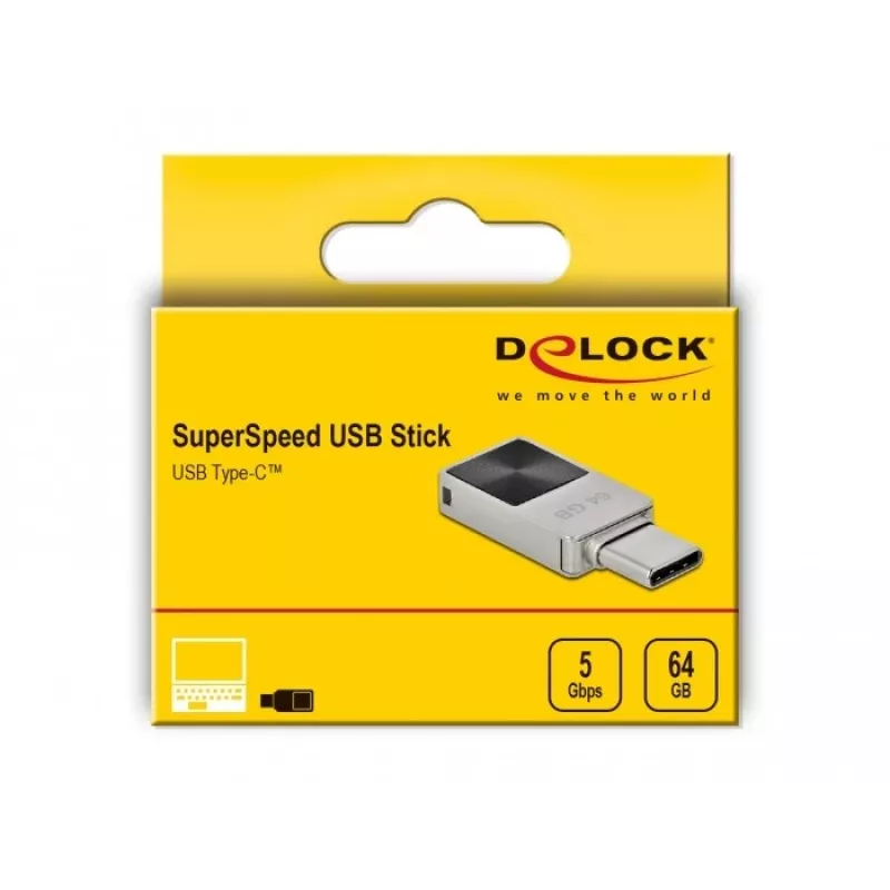 USB zibatmiņa DeLOCK 64 GB USB-C 3.2 Gen 1 Mini metāla korpuss