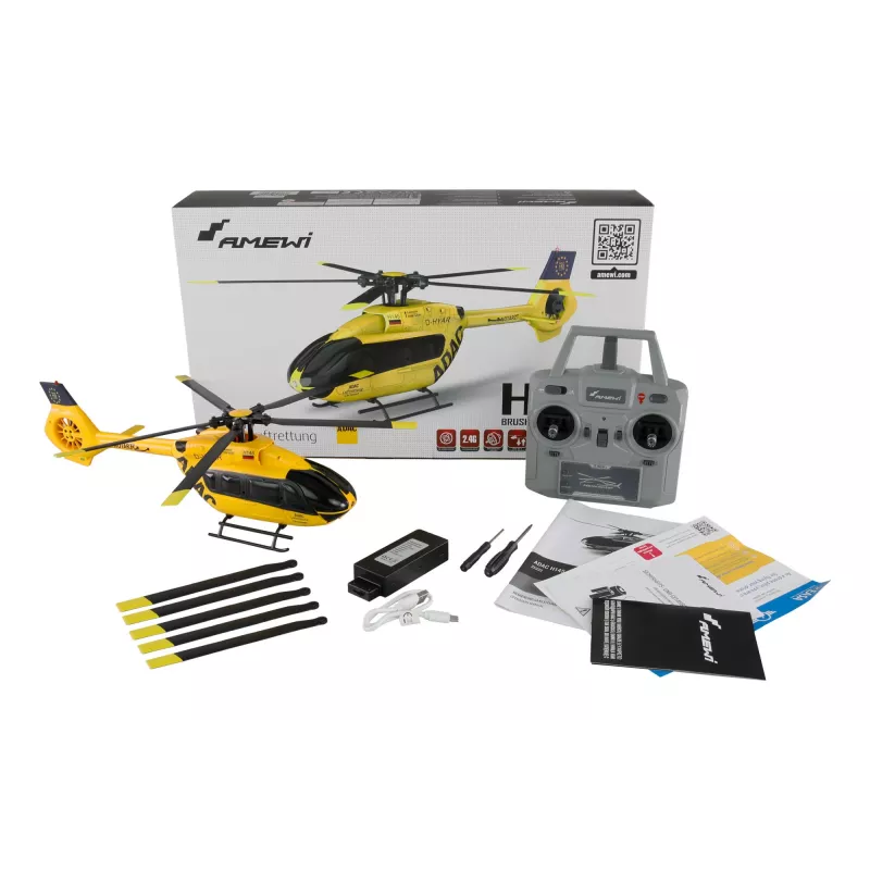 Amewi Helikopters ADAC H145 Bezsuķu 6-Kanālu 6G RTF