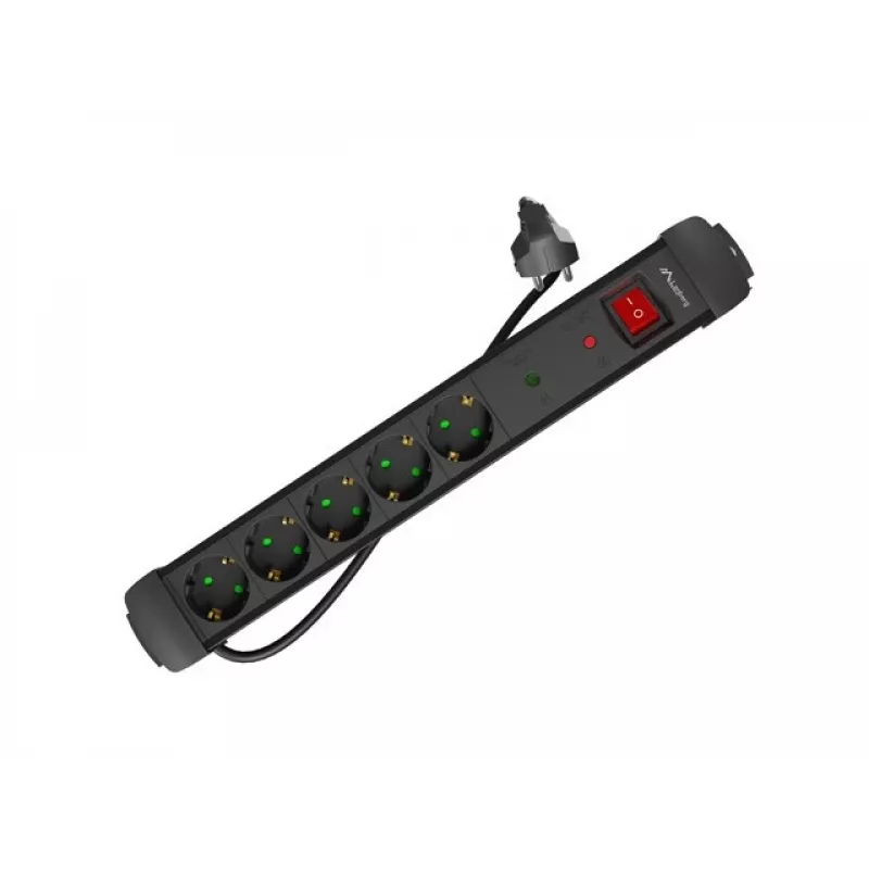 Pagarinātājs Lanberg SP1-05F-0500-BK 5m 5 kontaktligzdas Iekštelpām Melns