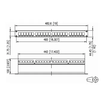 METZ CONNECT BTR E-DAT Modulis 24x8(8) - Sadales panelis - 1U - 24 Porti (130921-00-E)
