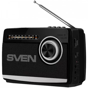 SVEN SRP-535 portatīvais skaļrunis, melns (3W, FM/AM/SV, USB, microSD, lukturītis, baterija)