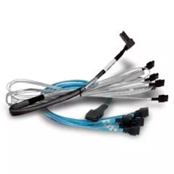 SAS kabelis BROADCOM 05-60005-00 — 1 m, x8 SFF-8654 uz 2× U.2 SFF-8639