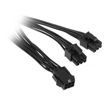 PCIe 6-pin uz PCIe 6-pin x2 strāvas sadalītāja kabelis, 0,15 m, No name ZUAD-766, melns