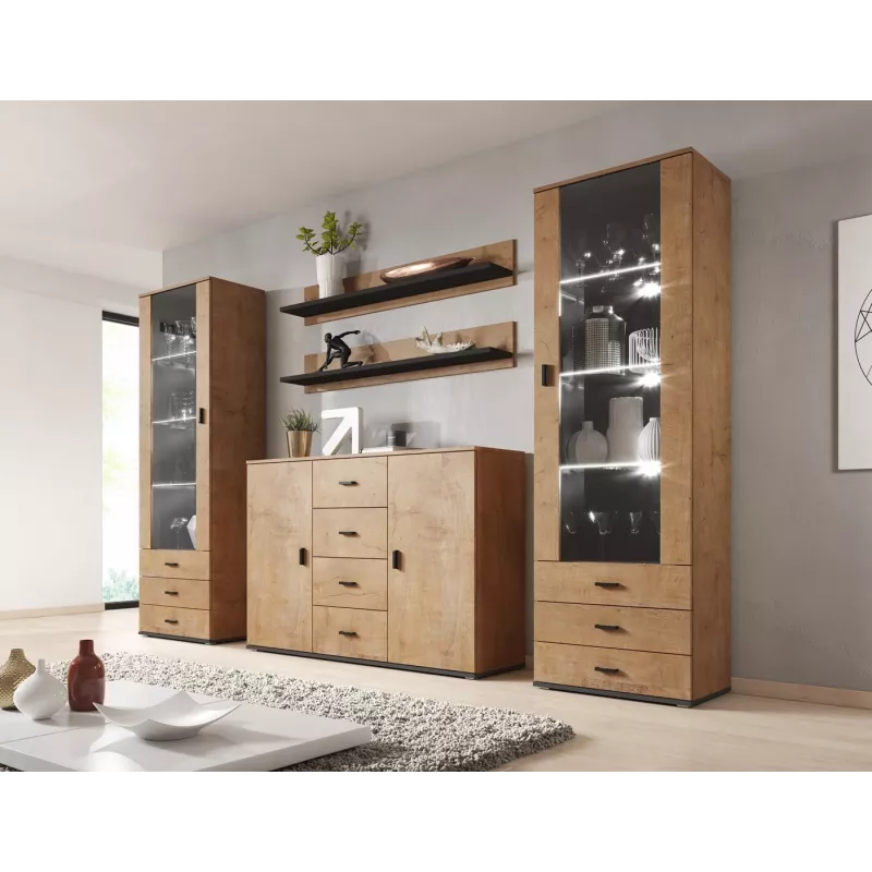 Cama set of two shelves 125cm SOHO lefkas oak/Melns