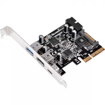 SilverStone ECU05 - USB adapter - PCIe 2.0 x2 Low Profile - USB 3.1 Type C x 1 + USB 3.0 x 2 + USB 3.0 (iekšējais) x 2 (SST-ECU05)
