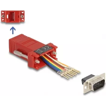 DeLOCK D-Sub 9 vīrišķais uz RJ45 sievišķo montāžas komplekts sarkans VGA uz RJ45