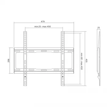TV sienas stiprinājums, fiksēts, 32-55 inch, max. 40 kg