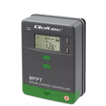 MPPT Saules lādētāja kontrolieris QOLTEC 10A 12V/24V sistēmām ar LCD displeju