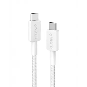 Anker Innovations 322 USB-C uz USB-C kabelis, neilona pinums, 0.9 m, 60 W, balts - kabelis - ciparu/datu (A81F5G21)
