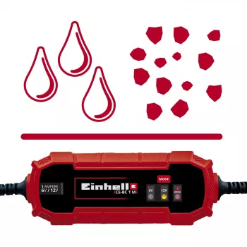 Akumulatoru lādētājs Einhell CE-BC 1 M 6/12 V sarkans