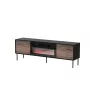 TV skapis Cama CORTINA 180x40x60 cm melns/valrieksts ar melnu elektrisko kamīnu