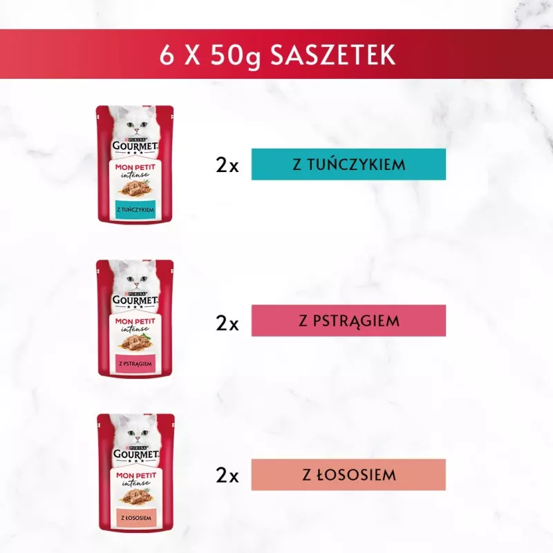 GOURMET Mon Petit Fish Mix - slapjā barība kaķiem - 6 x 50 g