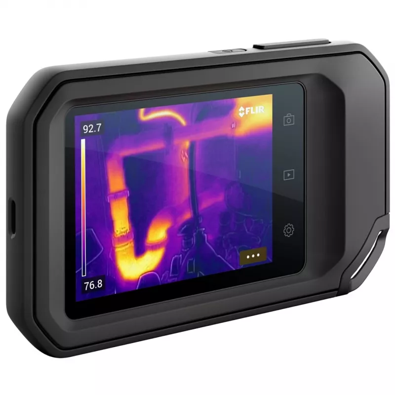 FLIR C3-X termokamera Melna 1800 mAh Vanādija oksīds Nesaldēts fokālās plaknes masīvs Iebūvēts displejs 128 x 96 pikseļi LCD 640 x 480 pikseļi