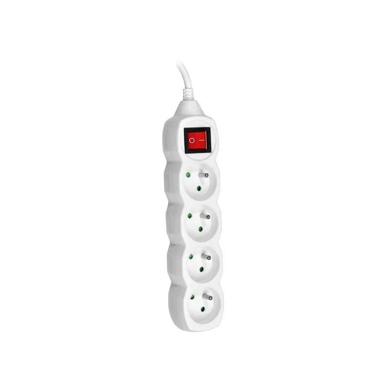 TRACER PowerWatch 3 m (4 kontaktligzdas) balts ar barošanas slēdzi