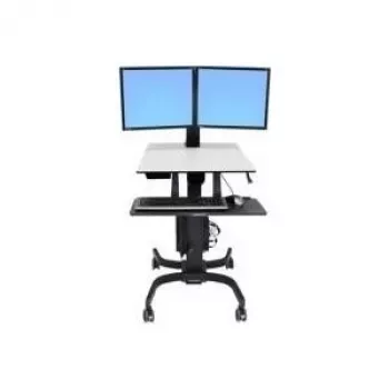 Ergotron WorkFit-C Dual mobilais darbstacijas ratiņi 2 LCD displejiem/tastatūrai/pelei/CPU - pelēks, melns - ekrāna izmērs: 55,9 cm (22 inch) - montāžas interfeiss: 100 x 100 mm, 75 x 75 mm