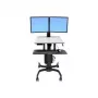 Ergotron WorkFit-C Dual mobilais darbstacijas ratiņi 2 LCD displejiem/tastatūrai/pelei/CPU - pelēks, melns - ekrāna izmērs: 55,9 cm (22 inch) - montāžas interfeiss: 100 x 100 mm, 75 x 75 mm