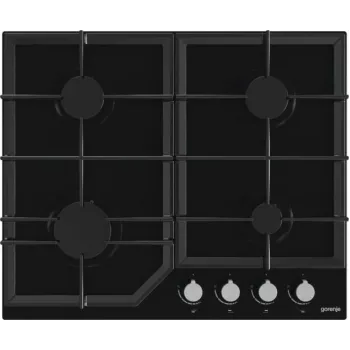 Gāzes plīts virsma Gorenje GT641KB, iebūvējama 60 cm, 4 gāzes zonas, rūdīts stikls, čuguna režģi, rotācijas pogas
