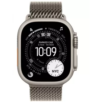 Viedpulkstenis Apple Watch Ultra 3 GPS + Cellular 49mm Dabīgs Titāna Korpuss ar Dabīga Titāna Milānas Cilpu — 64GB, OLED, 422×514, Ūdensizturīgs 100m, Liels