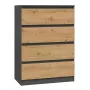 Kumode Top e Shop M4 ANTRACĪTS/ARTISĀNS — 4 atvilktnes, antracīta un ozola finišs, 700×400×970 mm, skaidu plātne