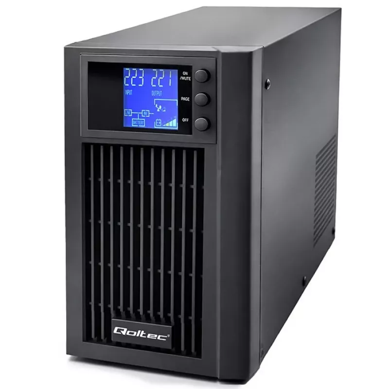 UPS QOLTEC Pure Sine Wave 3kVA 2400W ar AVR un LCD displeju