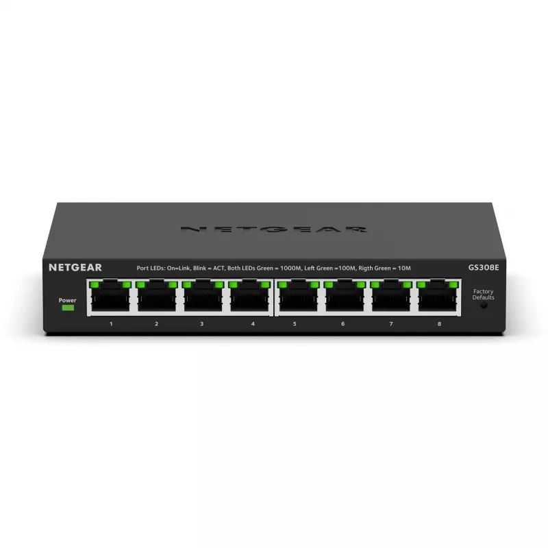 NETGEAR GS308E 8 portu Gigabit Ethernet Plus pārslēgs (pārvaldāms, L2/L3)