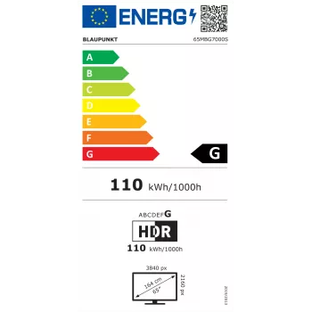 Televizors BLAUPUNKT 65MBG7000S 65 collu Mini LED Smart TV Google TV Melns, Energoklase G