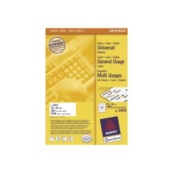 Avery daudzfunkciju etiķetes lāzerprinterim, kopētājam, tintes printerim 24 loksnē 70x36mm