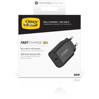 Sienas lādētājs OTTERBOX 20W USB-C ar USB Power Delivery, Melns (78-81338)