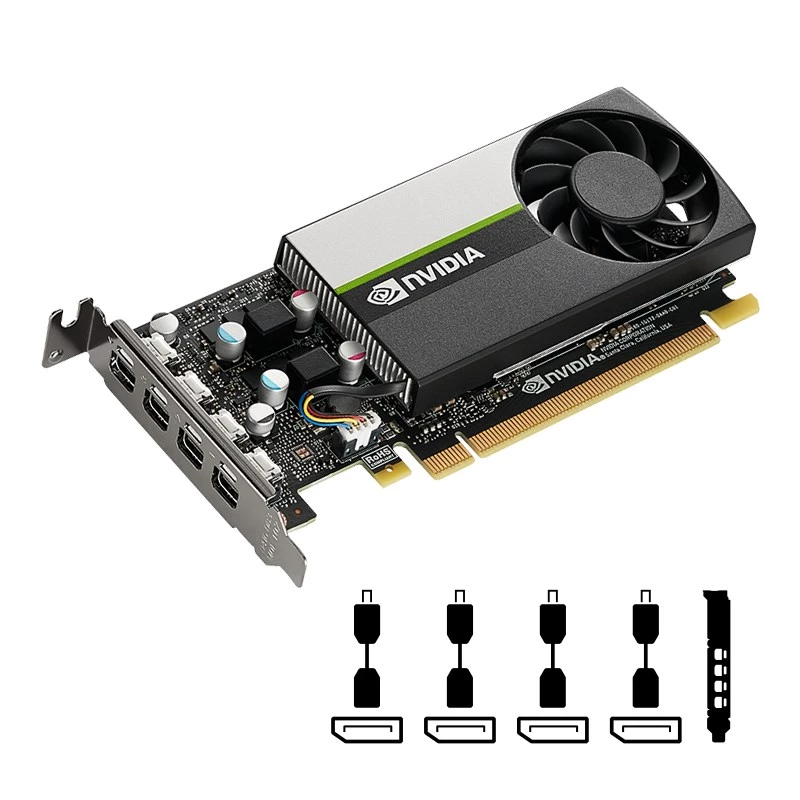 PNY NVIDIA T1000 4GB GDDR6 zema profila videokarte, 4x Mini DisplayPort (VCNT1000-SB)