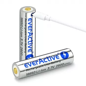 Akumulators everActive 18650 3,7V Li-ion 2600mAh ar micro USB un aizsardzību KASTĪTĒ