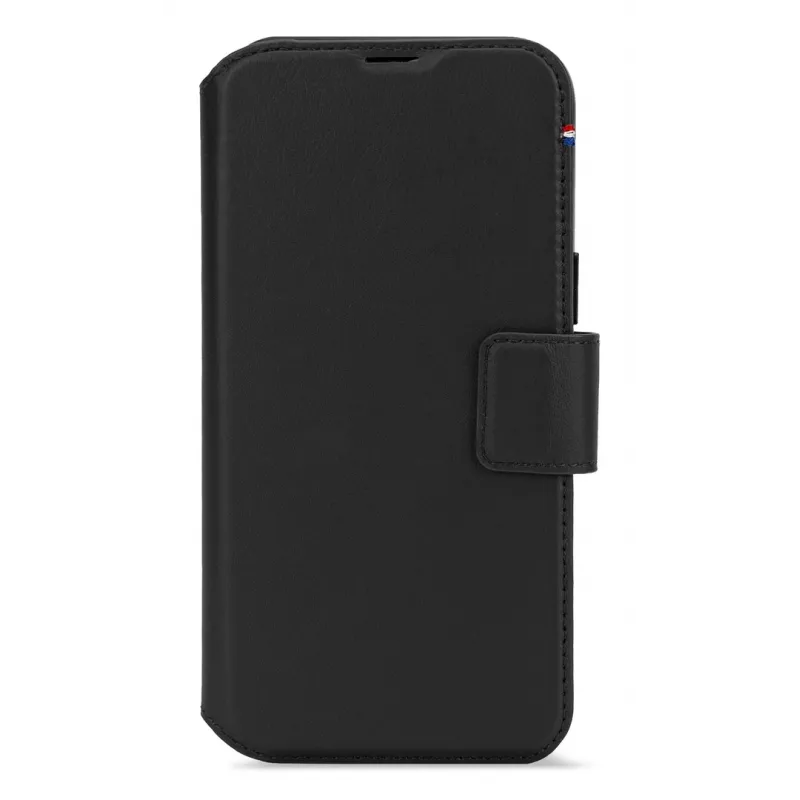 Ādas maciņš iPhone 16, melns