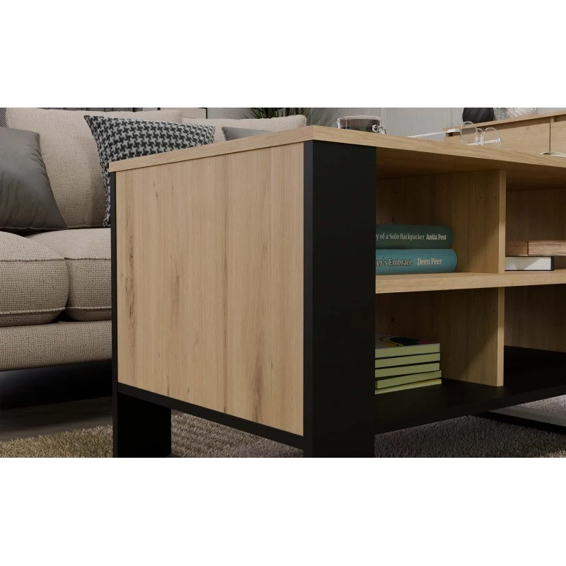 Kafijas galdiņš MODERN 4P Dąb Artisan Czerń