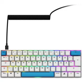 Sharkoon SGK50 S4 tastatūra Home USB QWERTZ vācu baltā 60% RGB LED