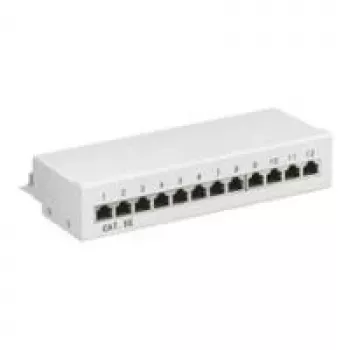 Wentronic Goobay CAT 5e Mini/Desktop Patch Panel, 12 Port, Pelēks - STP Ekranēts, Pelēks (93041)